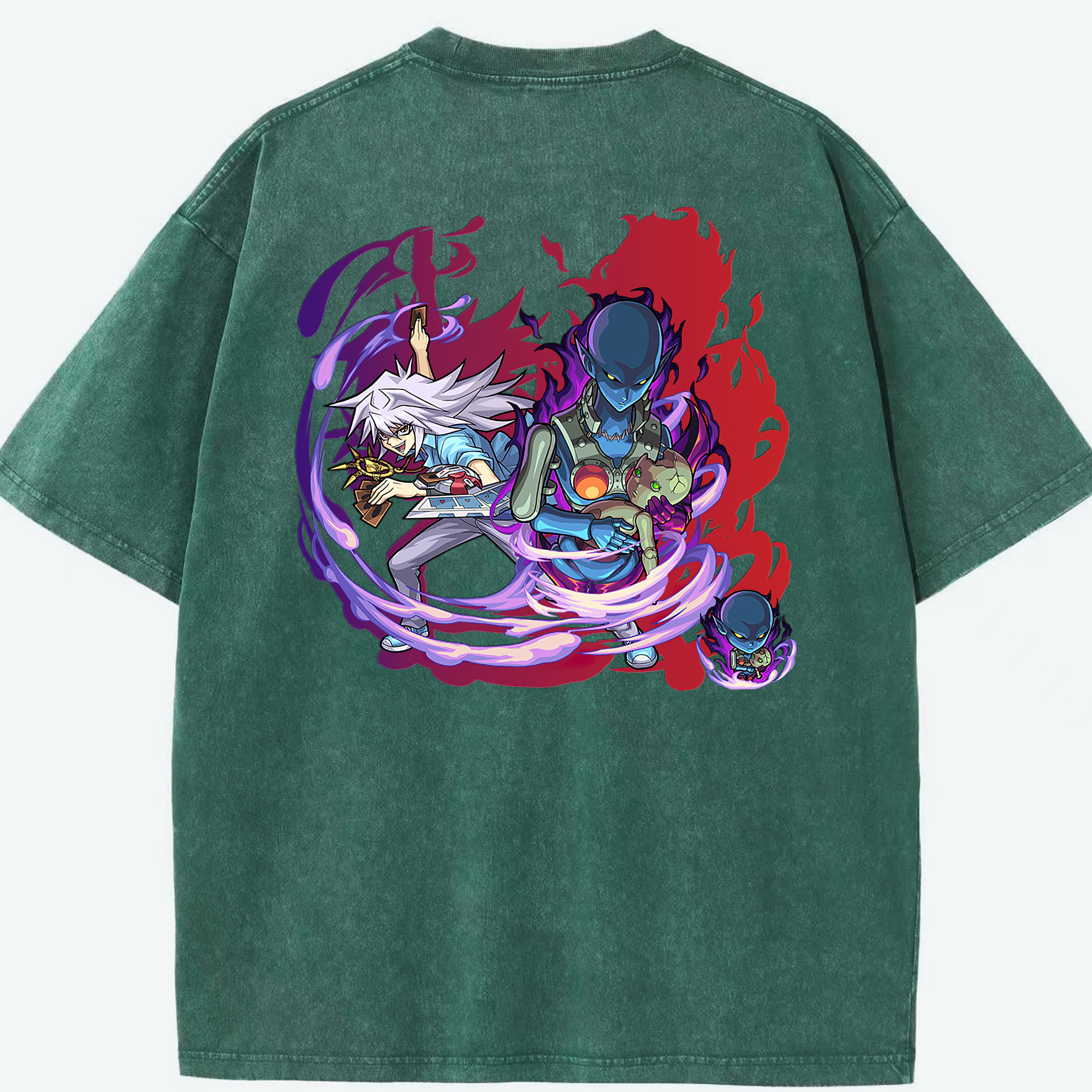 （画像用） 遊☆戯☆王 Yu-Gi-Oh! 綿100% ヴィンテージ風 半袖Tシャツ（背面プリント）